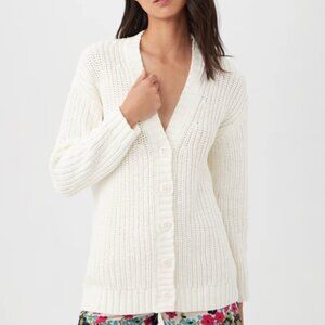 Trina Turk 'Oceana' Textured Rib Knit Cardigan Sweater, Whitewash